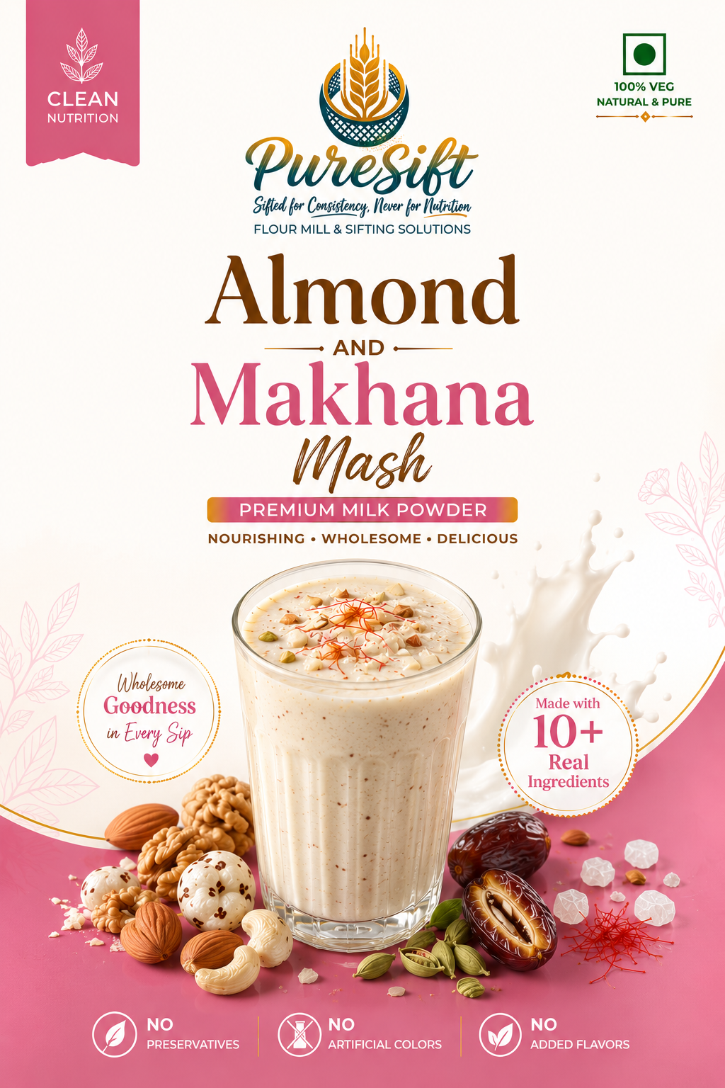 PureSift Almond And Makhana Mash - Milk Powder