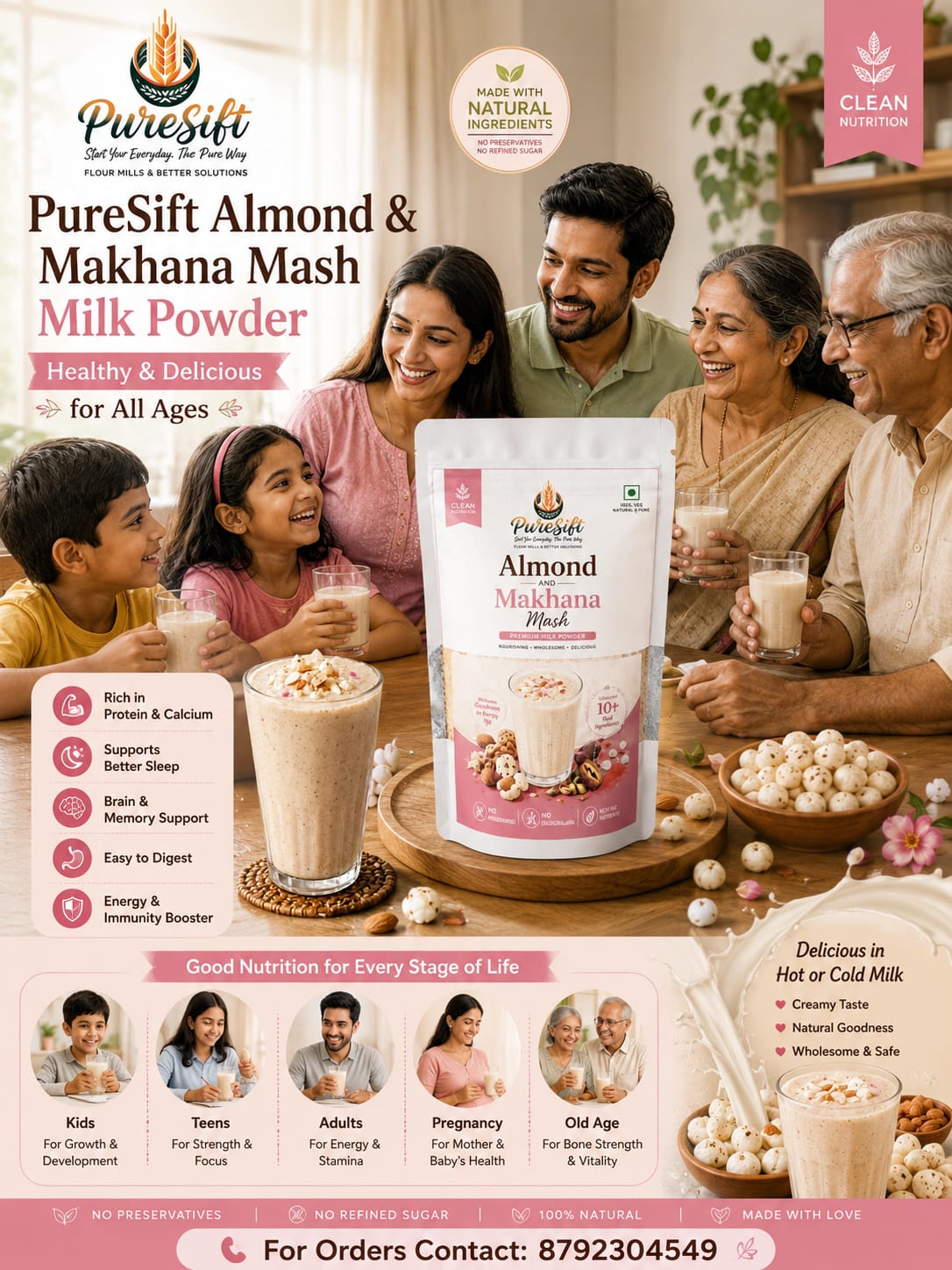 PureSift Almond And Makhana Mash - Milk Powder