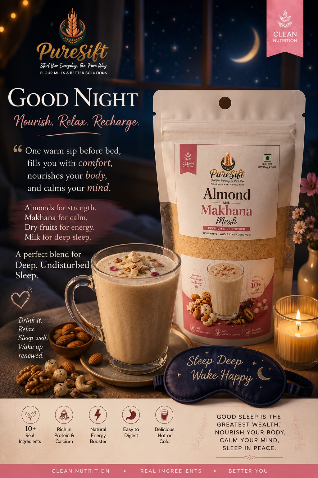 PureSift Almond And Makhana Mash - Milk Powder